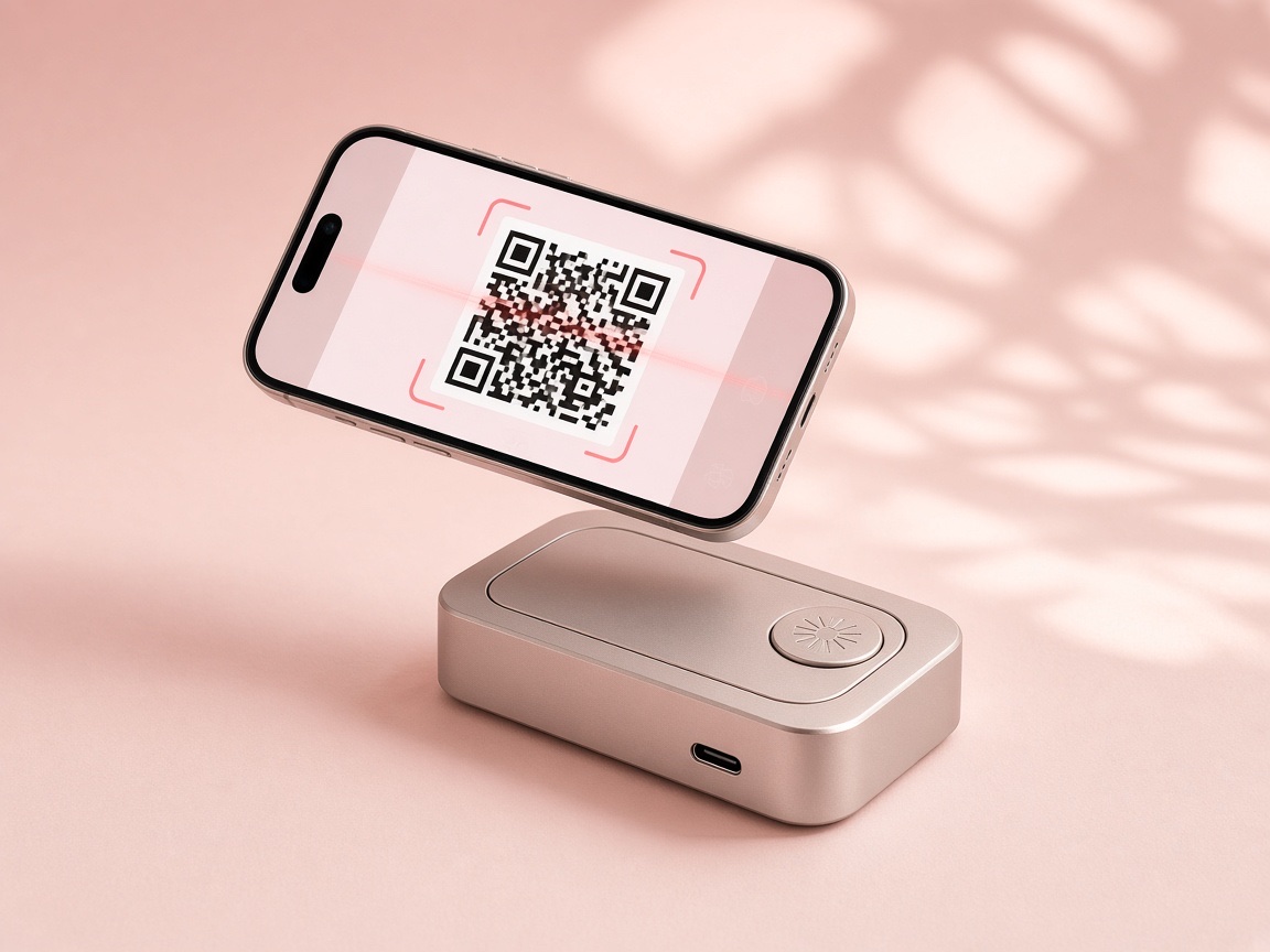 Smartphone optically scanning a QR code from an air-gapped VerveVault device